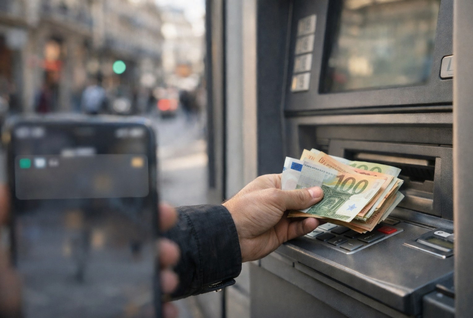 Retrait d’espèces à un distributeur : quand le montant grimpe, la banque peut vérifier l’opération.