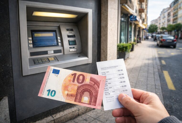 Un client constate l’écart entre le montant demandé au distributeur et le billet reçu, après un retrait d’espèces.