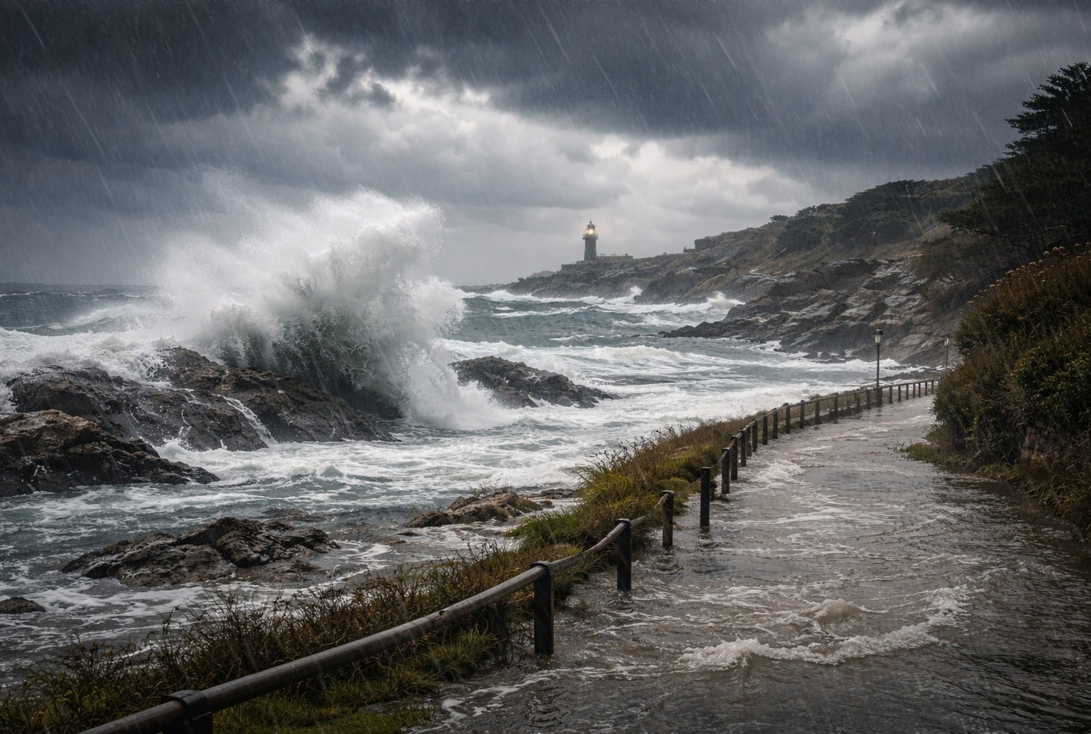 Intempéries en France : fortes pluies et mer agitée sur le littoral atlantique