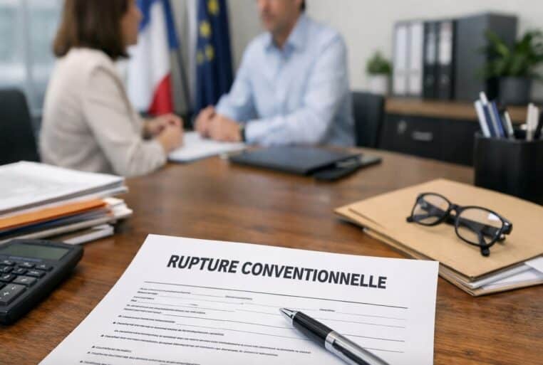 Document de rupture conventionnelle sur un bureau de RH.