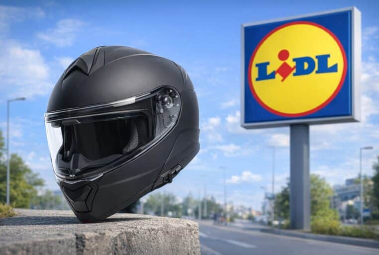 Casque modulable Lidl ULTIMATE SPEED noir avec logo Lidl en arrière-plan