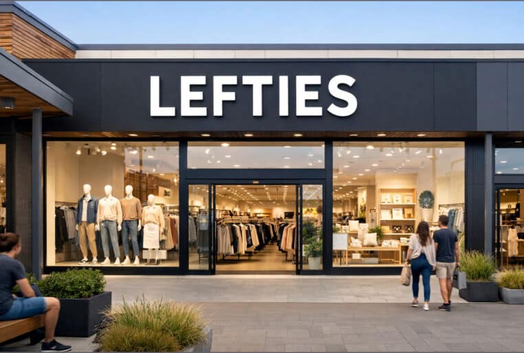 Façade d’un magasin Lefties en zone commerciale, avec le logo Lefties sur l’enseigne