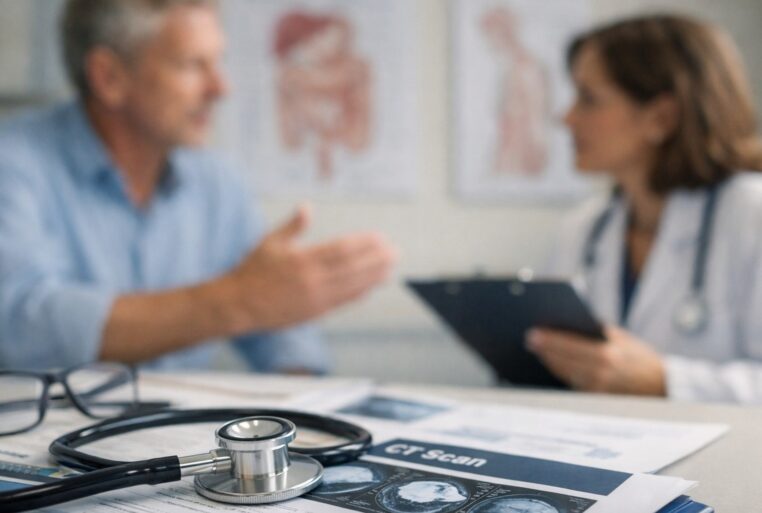 Consultation médicale : le cancer neuroendocrinien, souvent confondu avec l’asthme ou le syndrome du côlon irritable.