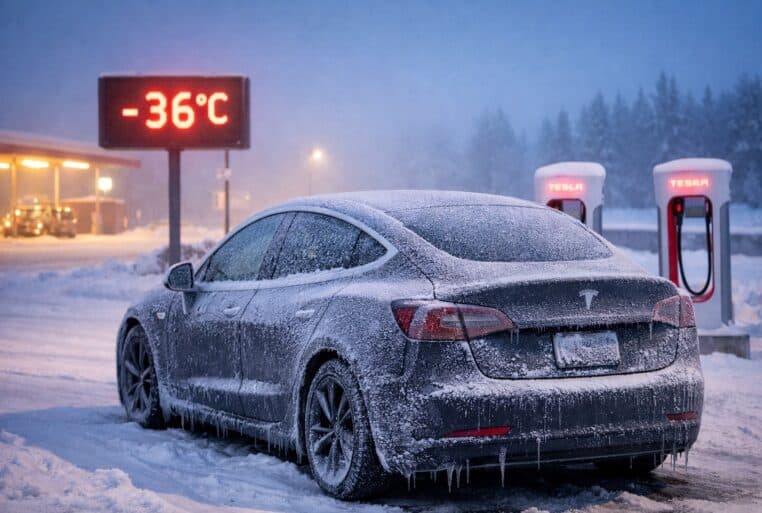 Tesla Model 3 par grand froid à -36°C, un test extrême pour la batterie