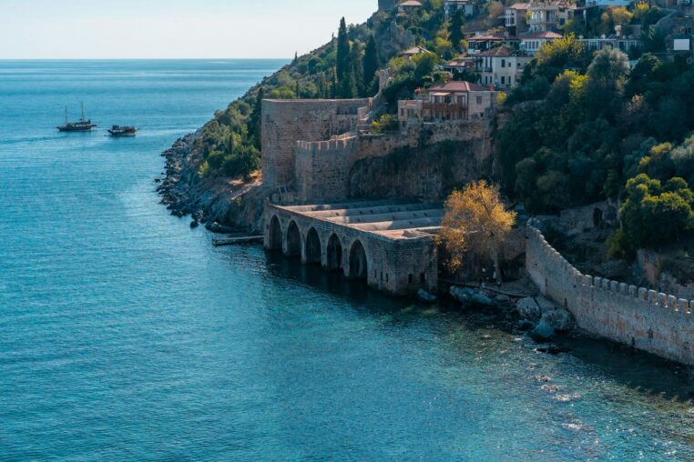 Stunning view of Alanya Castle by the Mediterranean Sea in Antalya, Turkey.