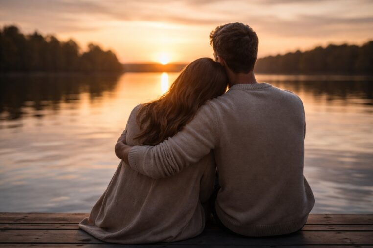 Couple humain dans une ambiance sobre évoquant un tournant sentimental de fin mars en astrologie