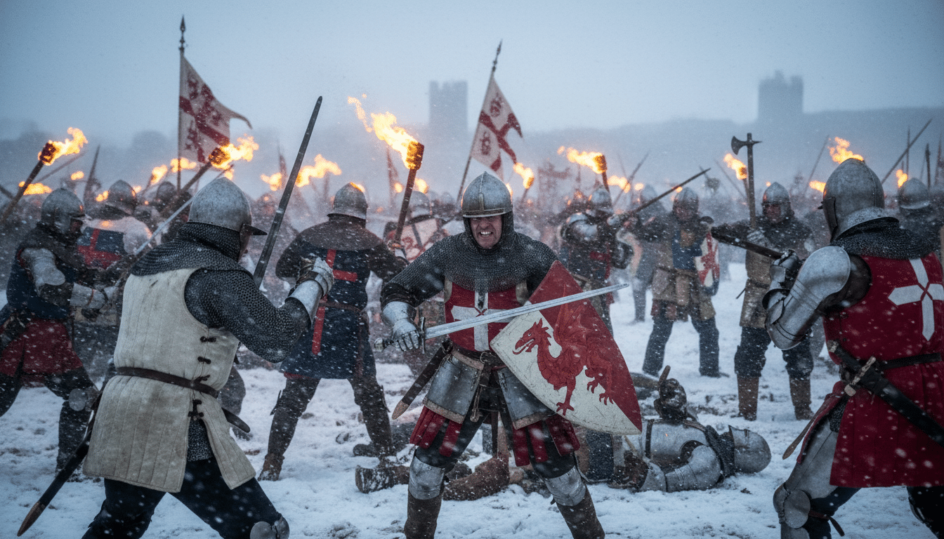 Bataille de Towton sous la neige en 1461