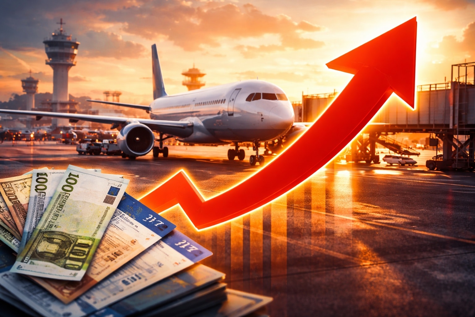 billets d’avion en hausse sur le long-courrier dans un aéroport