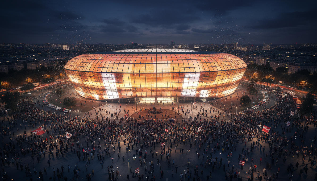 Paris La Défense Arena illuminée de nuit