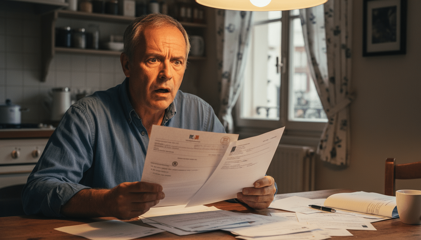 Homme stressé face à des documents administratifs