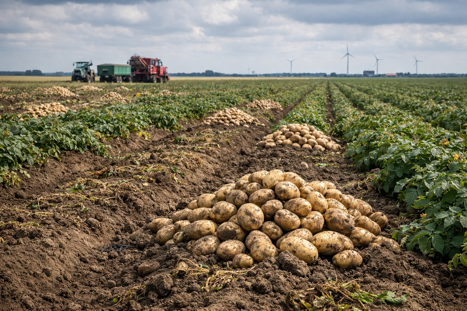 Champ de patates lié à la surproduction de pommes de terre en Europe