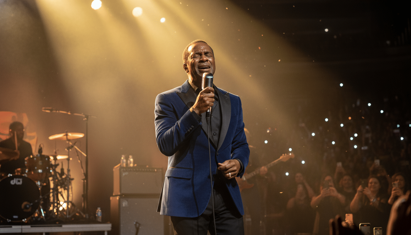 Chanteur soul sur scène en hommage à Marvin Gaye
