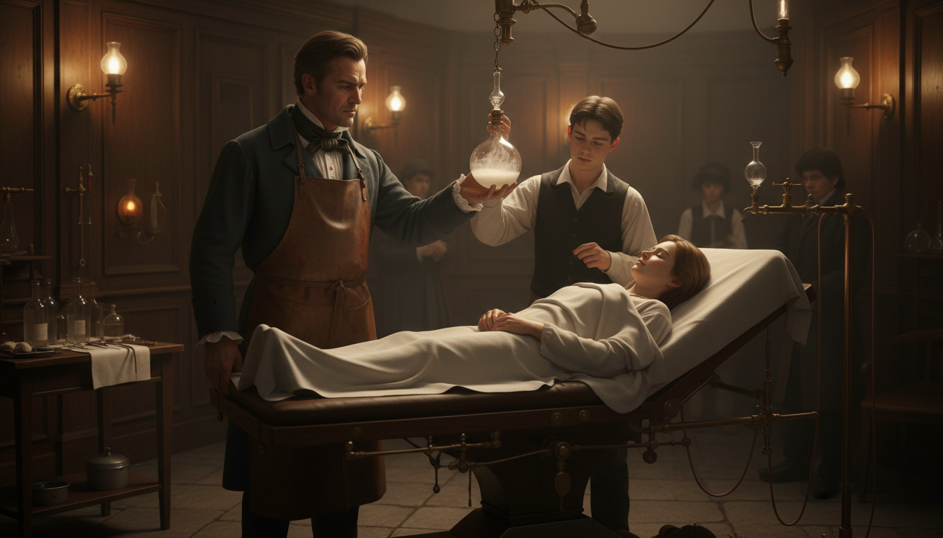 Chirurgien réalisant la première opération sous anesthésie