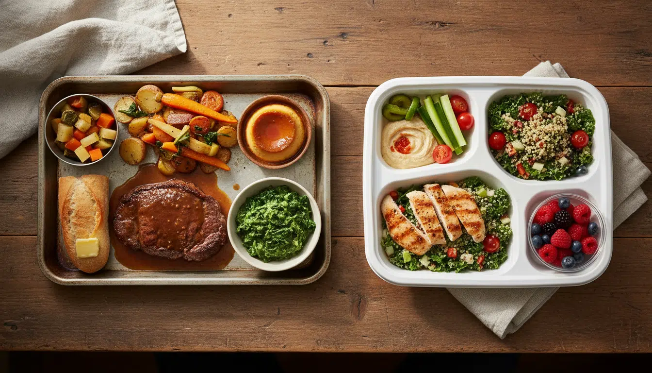 Comparaison plateau repas cantine 1975 et aujourd'hui