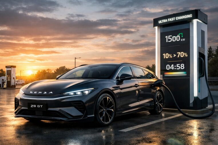 Denza Z9 GT en recharge ultra-rapide sur borne haute puissance