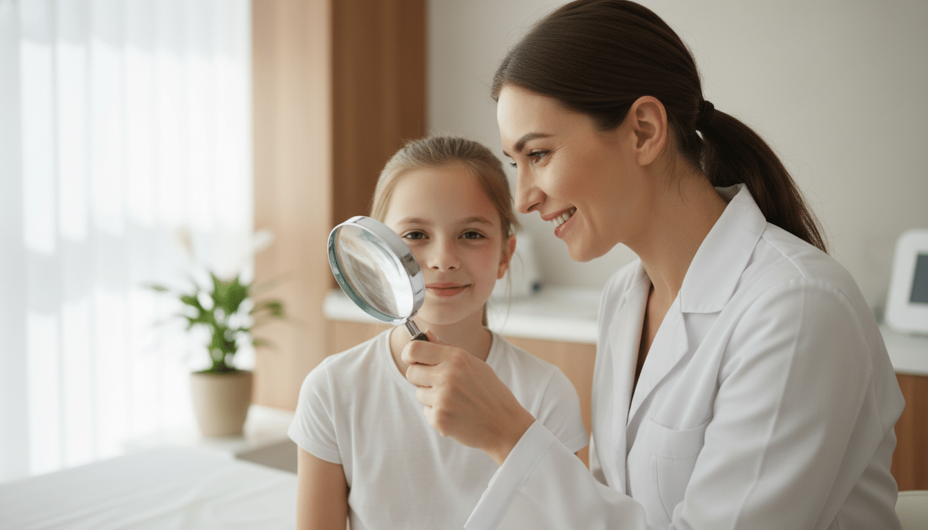 Dermatologue examinant la peau d'un patient