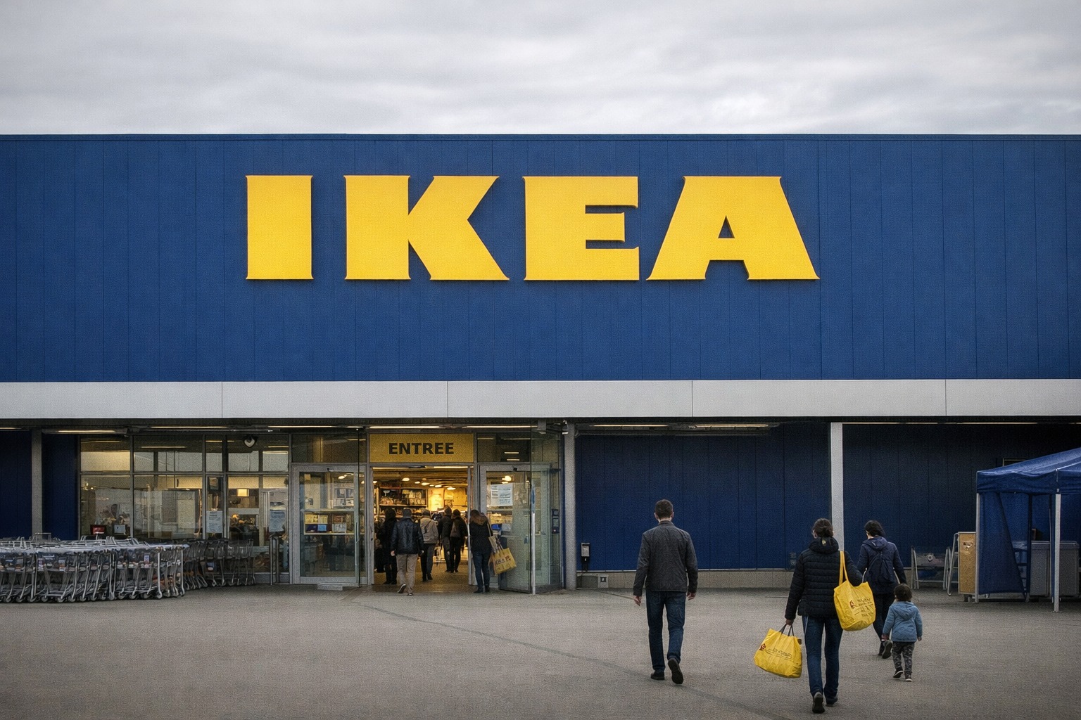 Devanture d’un magasin Ikea avant l’ouverture au public