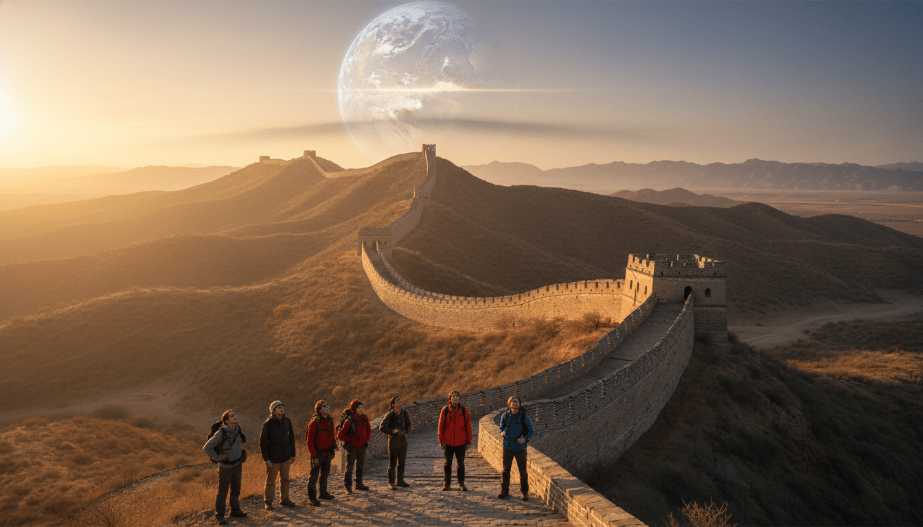 Editorial press photograph illustrating: La muraille de Chine est visible depuis l'espace : tout le