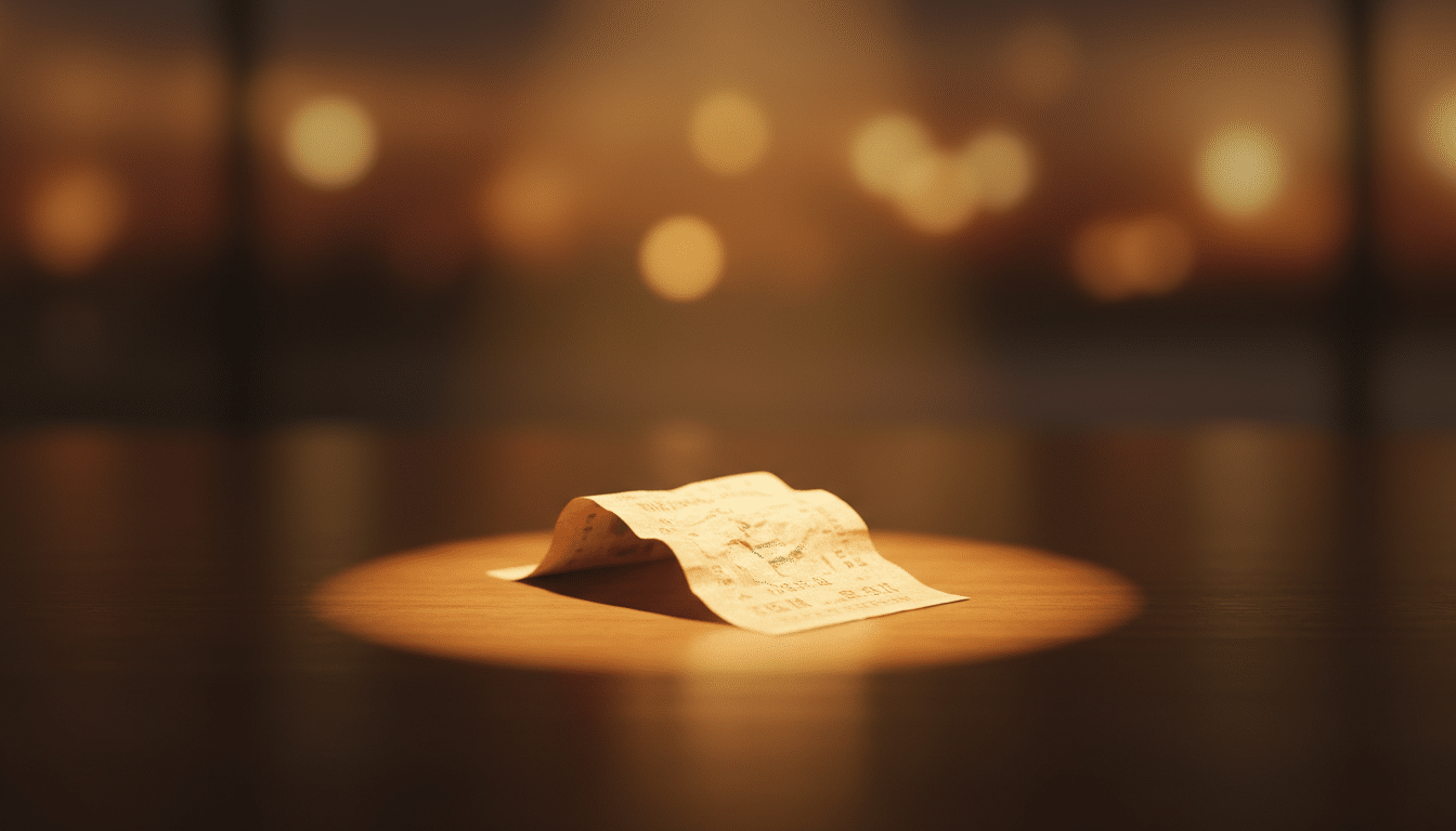 Ticket de loterie sous lumière dorée