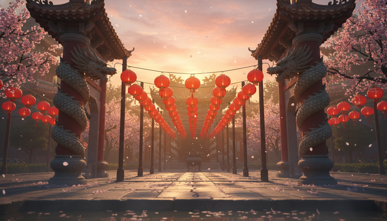 Femme contemplant un zodiaque chinois lumineux flottant dans un espace mystique