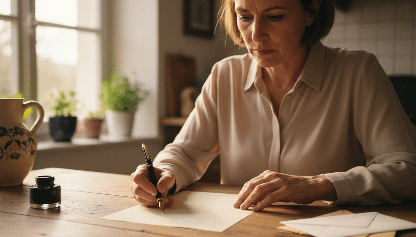 Femme rédigeant une lettre de mise en demeure