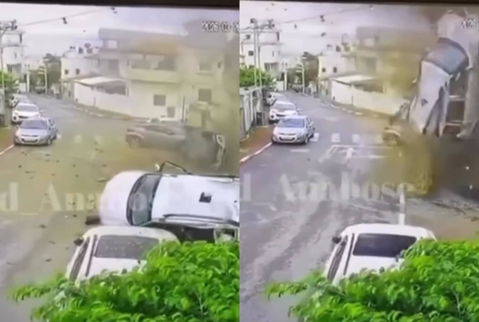 Frappe iranienne près de Tel-Aviv : deux images de vidéosurveillance montrent une voiture projetée par l’explosion à Kafr Qasim