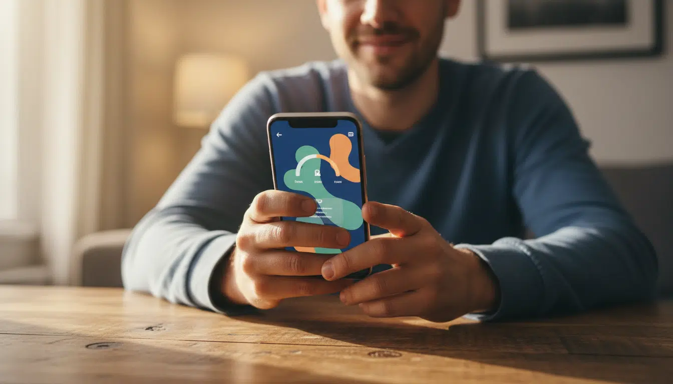 Mains tenant un smartphone avec un forfait mobile