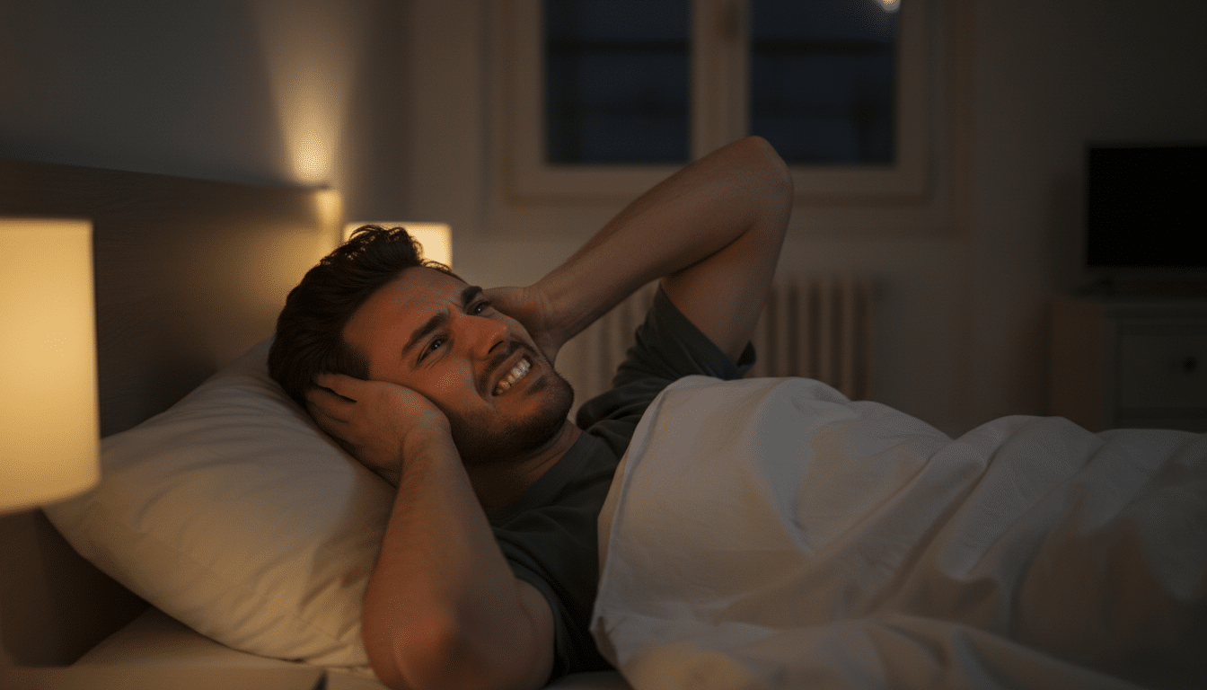Homme réveillé la nuit par le bruit de voisins