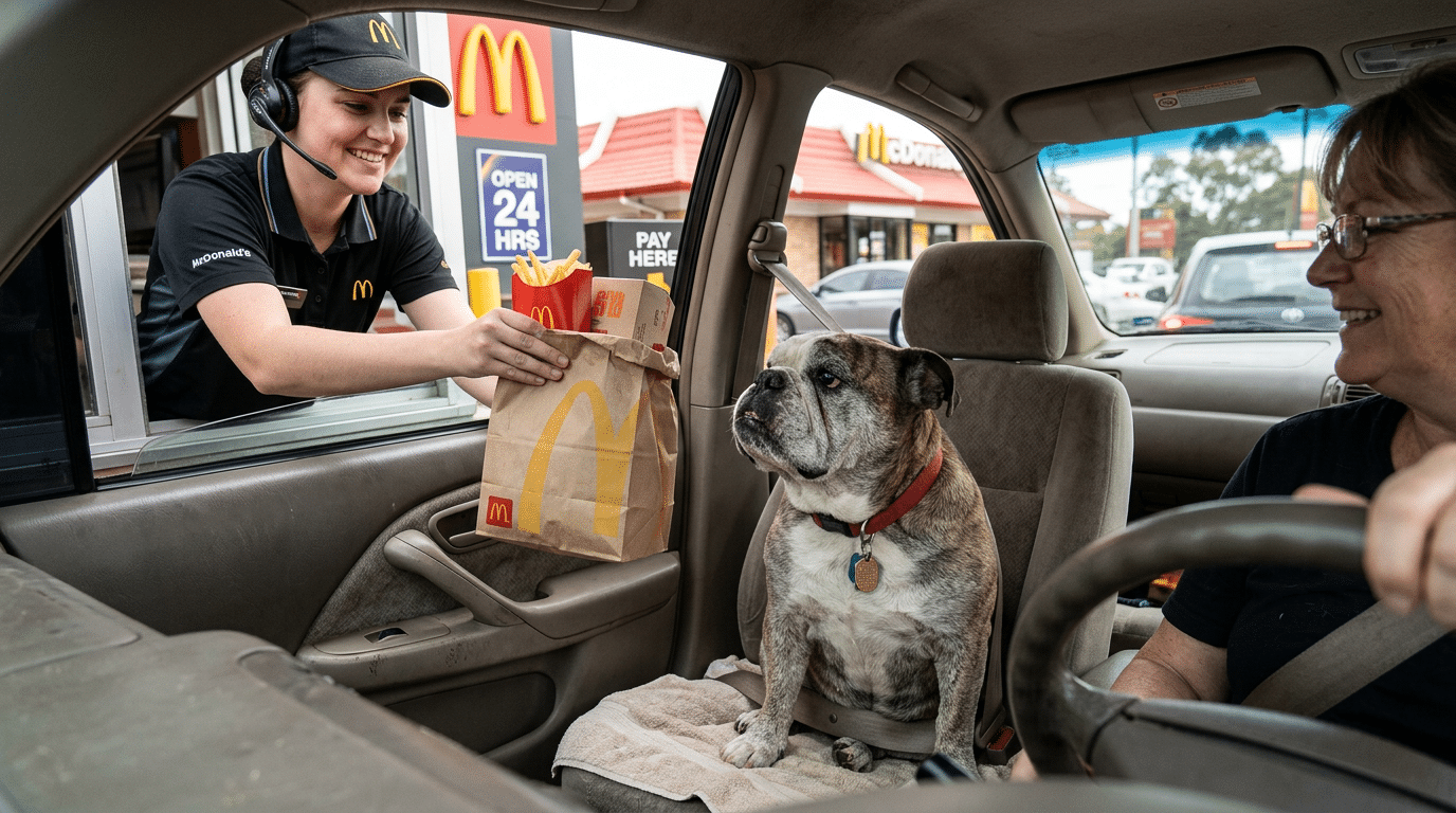 Illustration - chien McDonald's survie