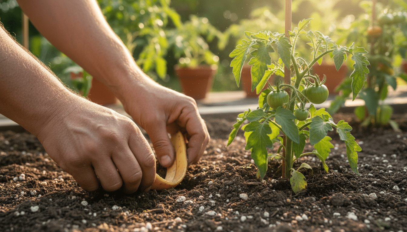 Illustration - peau de banane engrais tomates
