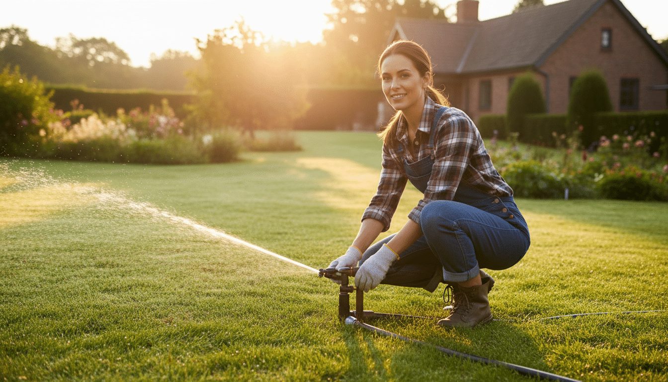 Illustration - pelouse brune arrosage