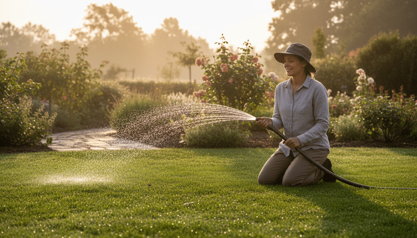 Illustration - pelouse brune arrosage
