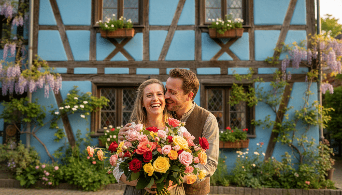 Illustration - village fleuri près de Paris