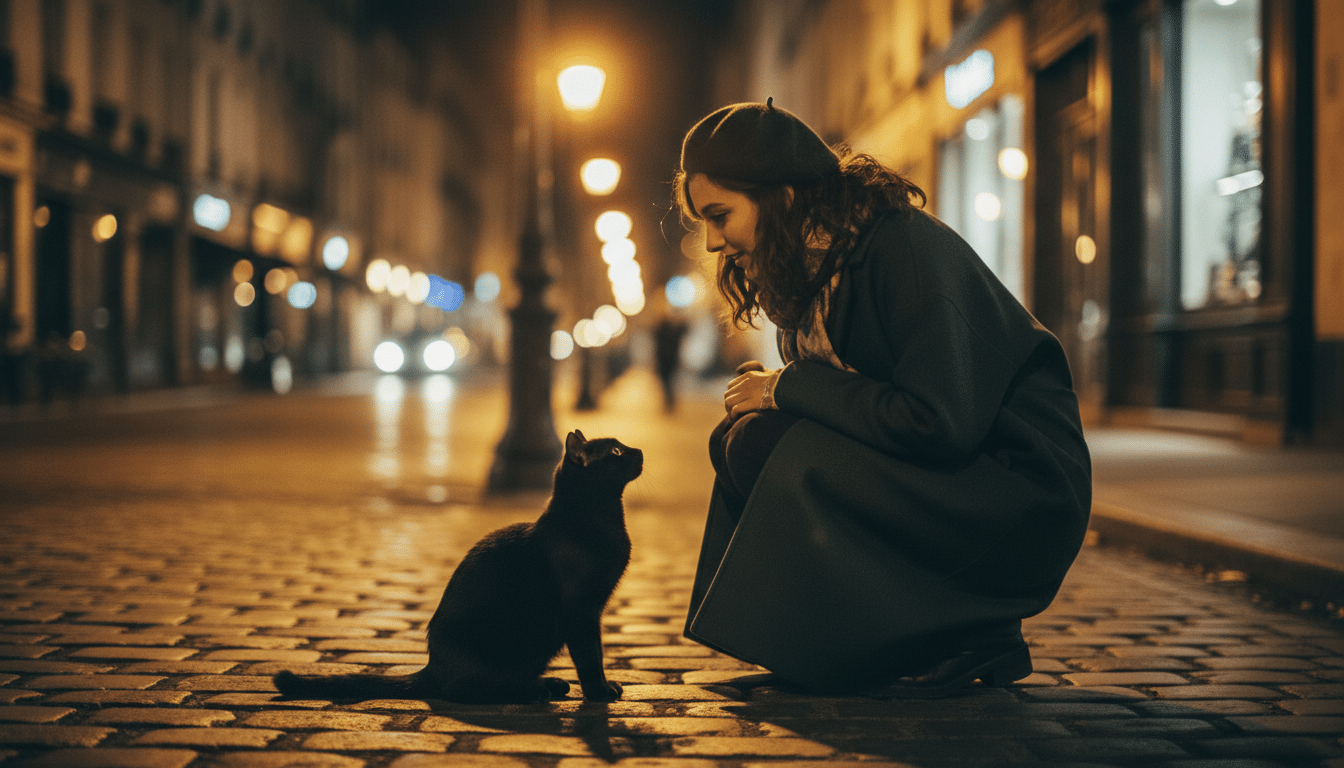Illustration - yeux des chats dans le noir