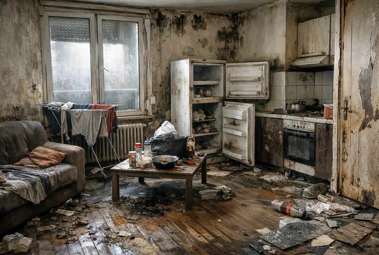 Image d’illustration d’un appartement fortement dégradé après une location, en lien avec l’affaire Solibail à Cormeilles-en-Parisis