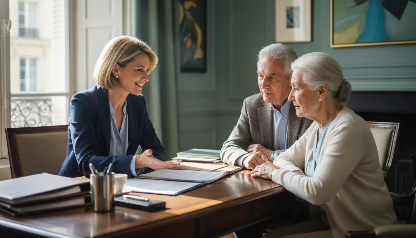 Conseillère fiscale expliquant les exonérations à des retraités