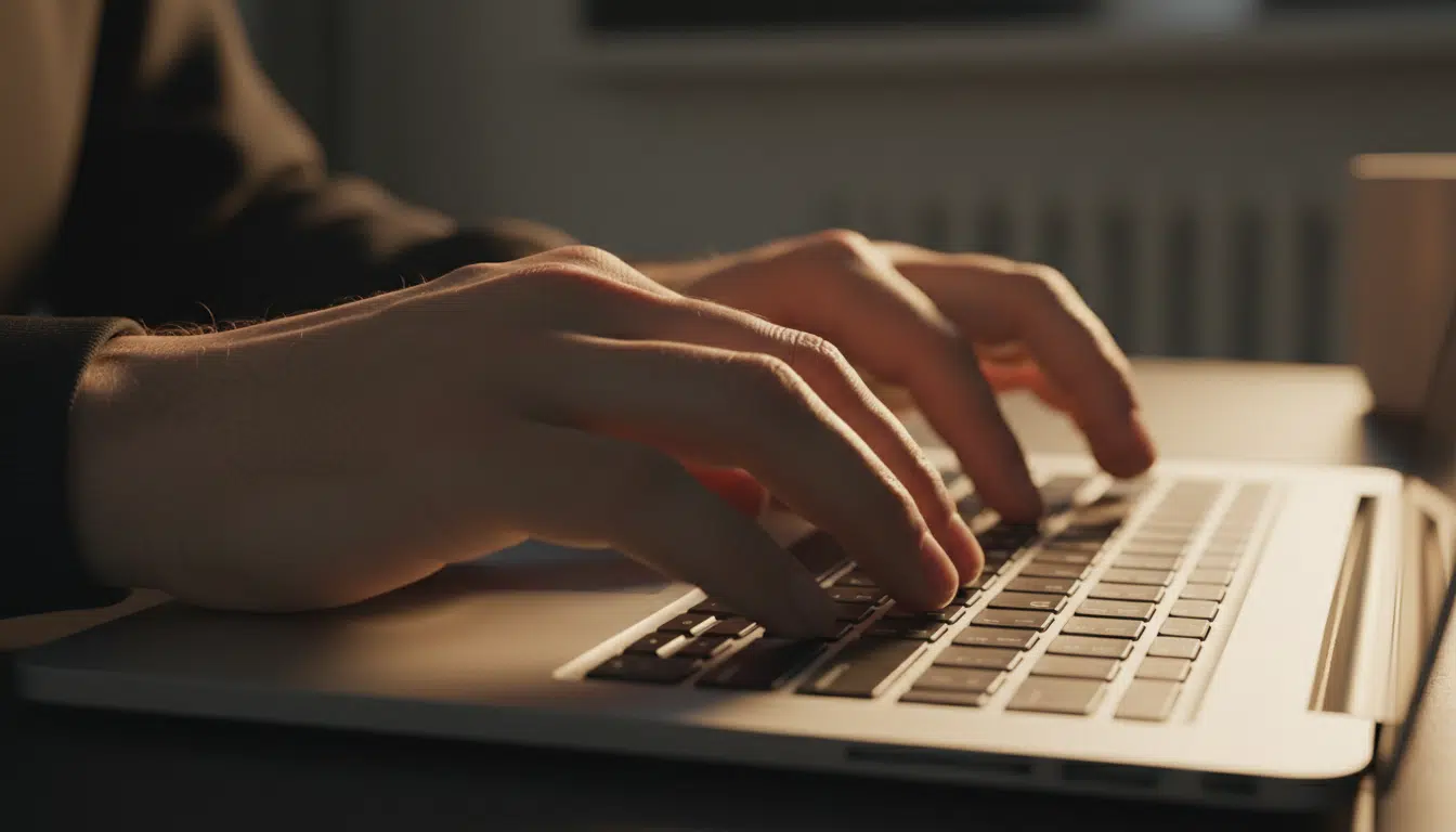 Mains tapant sur clavier en urgence