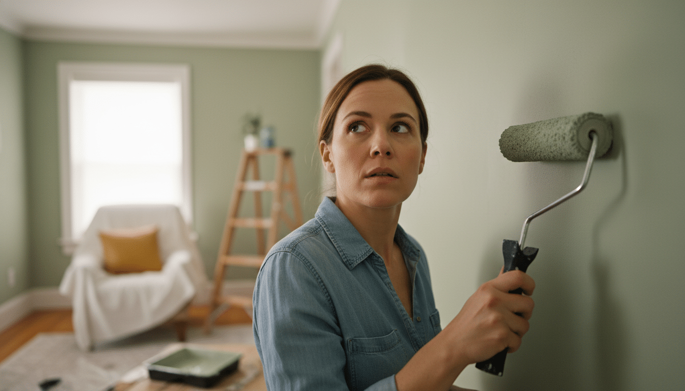 Femme appliquant la technique plafond ton sur ton
