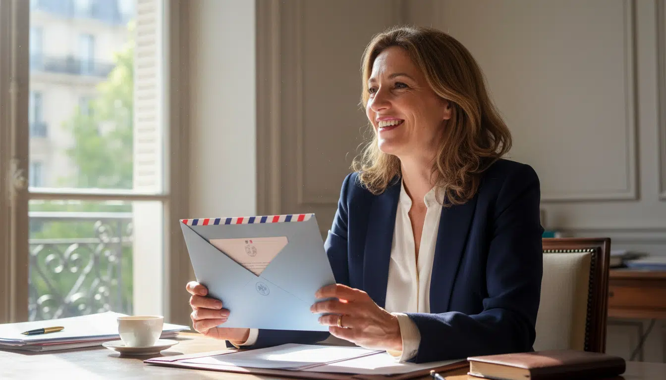 Femme soulagée après réception de l'aide gouvernementale