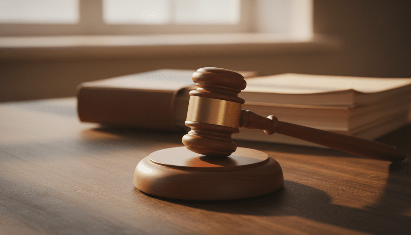 Marteau de juge sur un bureau juridique