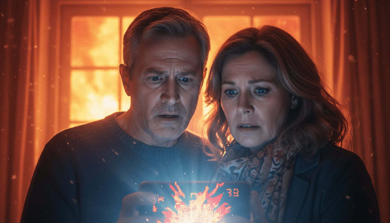 Couple inquiet consultant les informations en direct