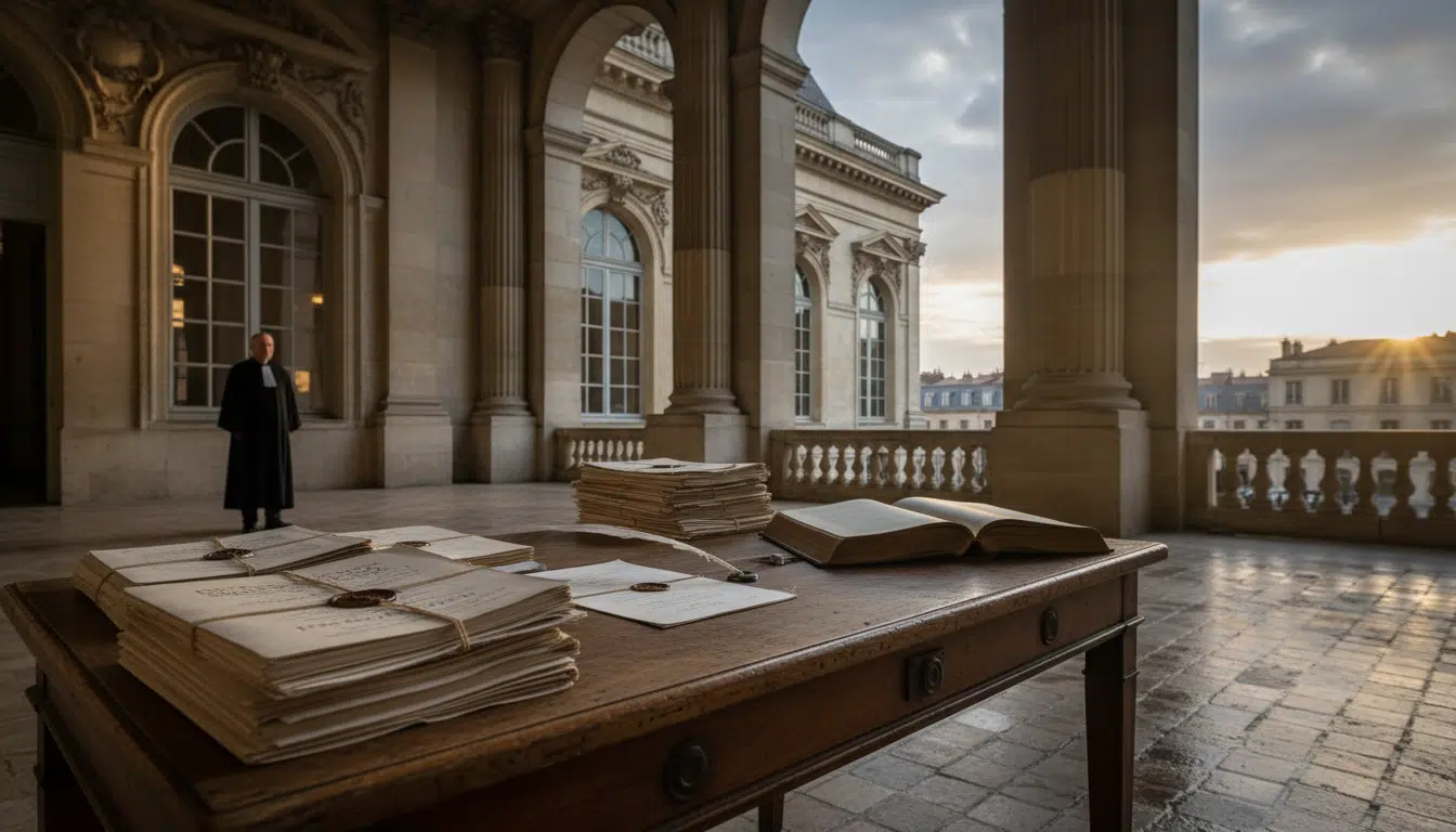 Documents officiels du parquet de Nice sur un bureau