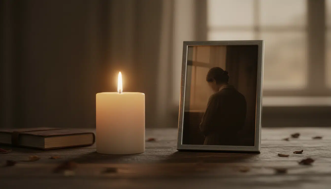 Bougie allumée près d'une photo en hommage à Loana