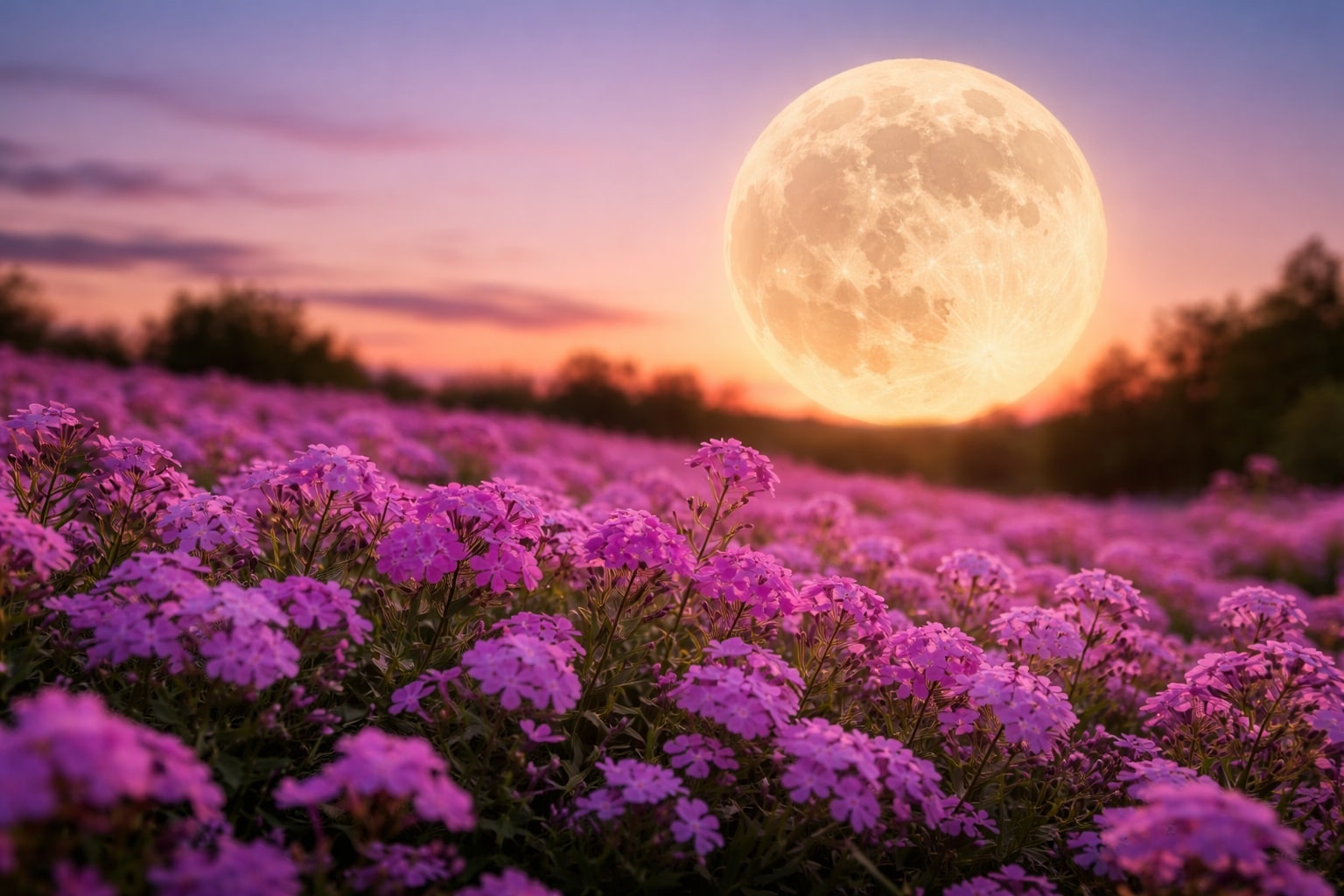 Pleine lune rose 2 avril 2026 et origine du nom liée aux fleurs de phlox