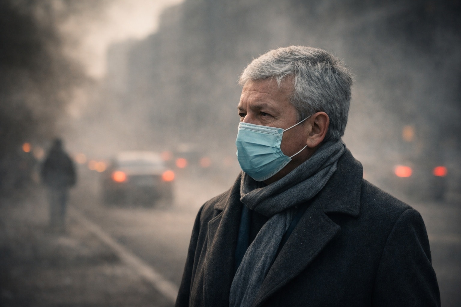 Pollution de l’air : visuel éditorial sobre sur l’exposition quotidienne aux particules fines