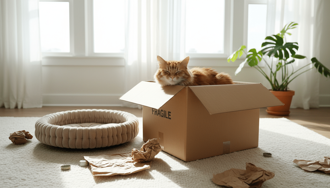 Pourquoi votre chat préfère les cartons à son panier ?