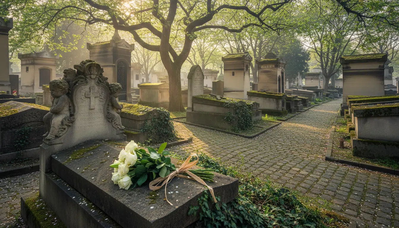 Allée du cimetière du Père-Lachaise au printemps