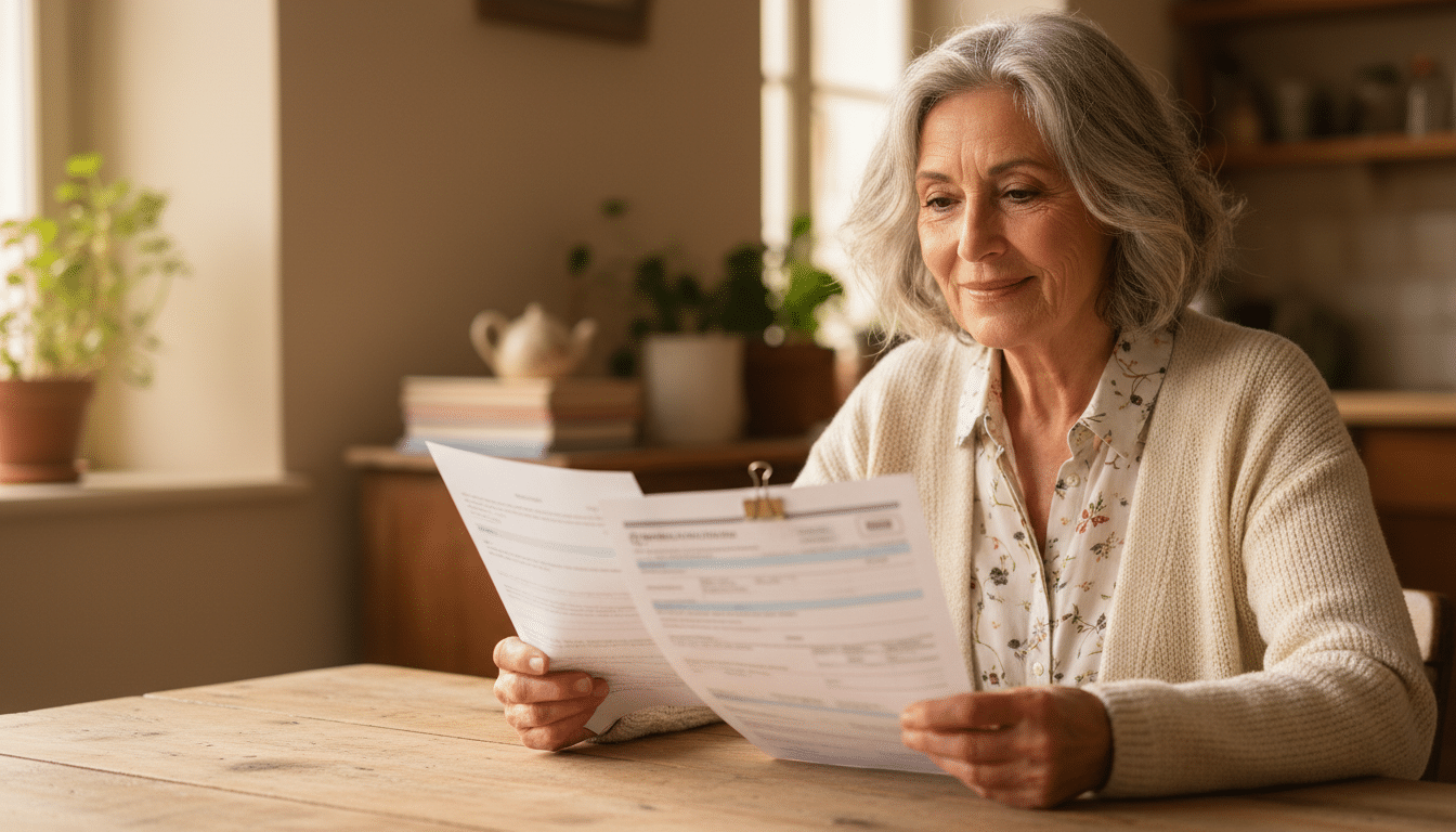 Retraitée soulagée avec ses documents fiscaux 2026