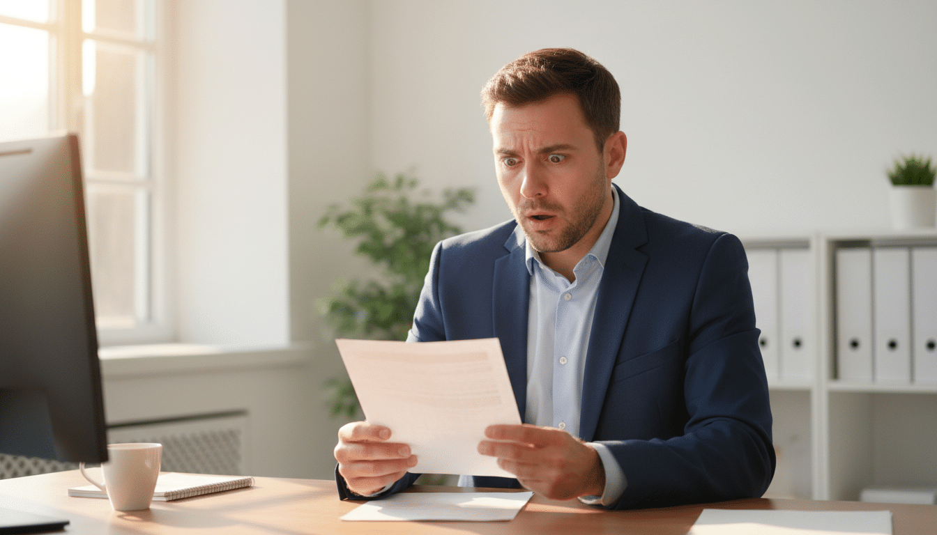 Salarié surpris en lisant un document au bureau