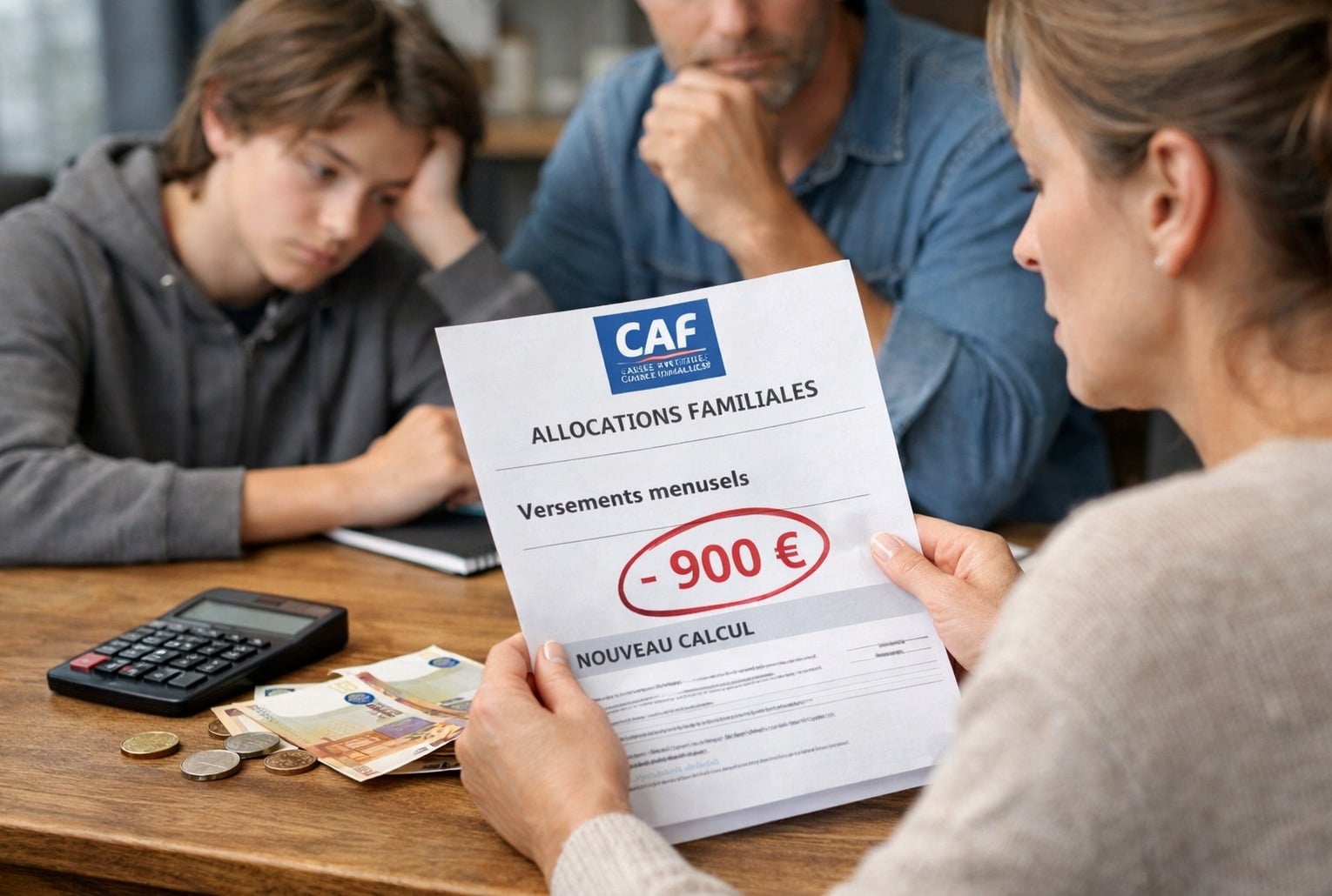 Allocations familiales : une famille découvre une baisse de la CAF sur un courrier officiel.